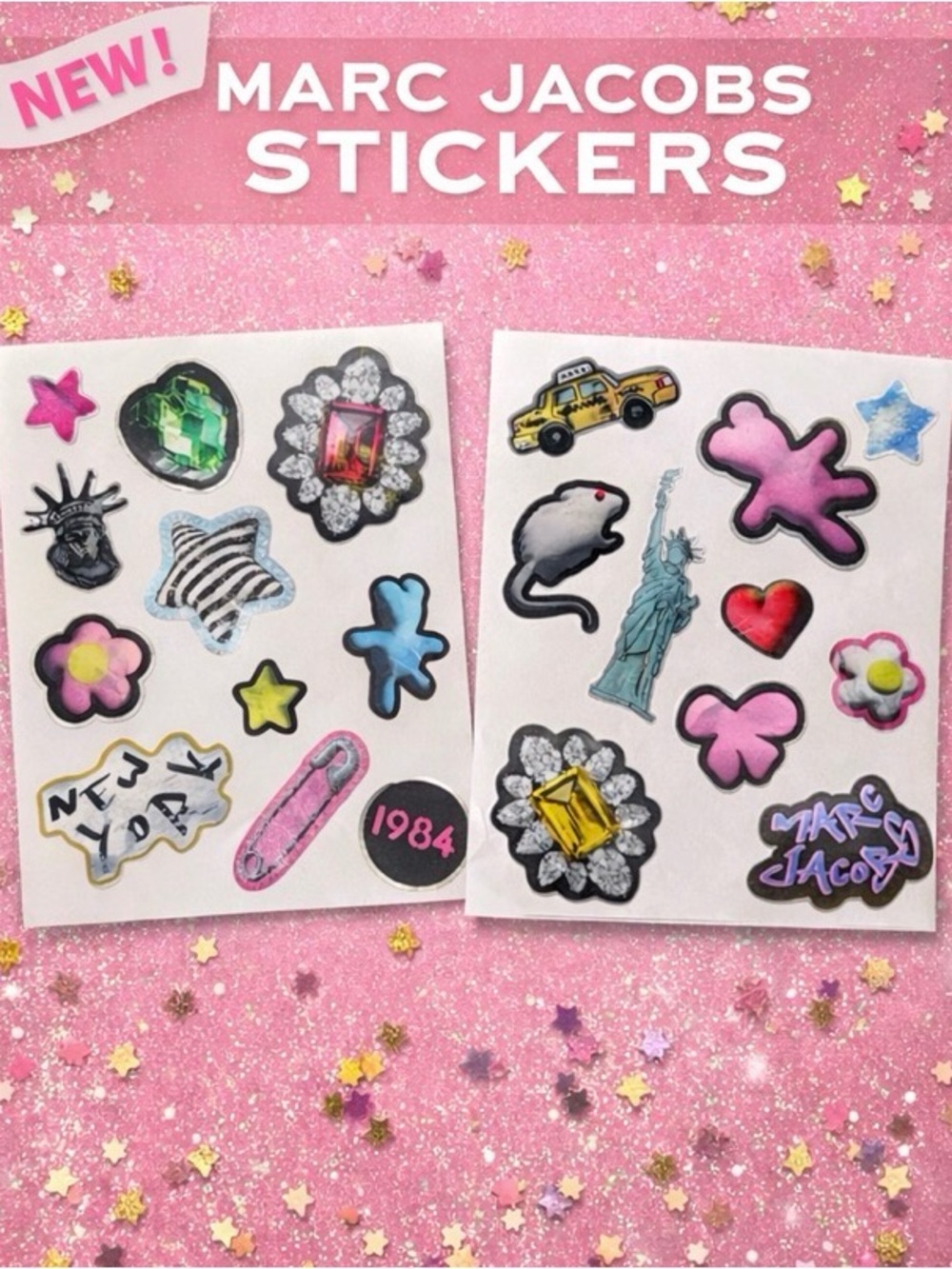 Marc Jacobs Pink & Multicolor Kids Sticker Sheets